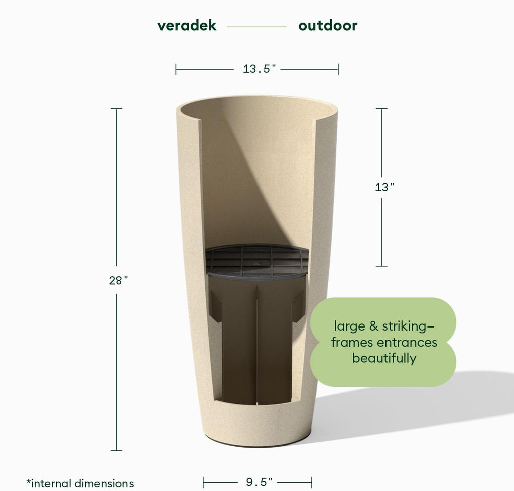 Veradek Mason Series Vega Planter - Round Tall Planter for Indoor or Outdoor Porch/Patio | Made from Plastic-Stone Composite with Drainage Holes | Modern Décor for, Flowers, Interior Plants