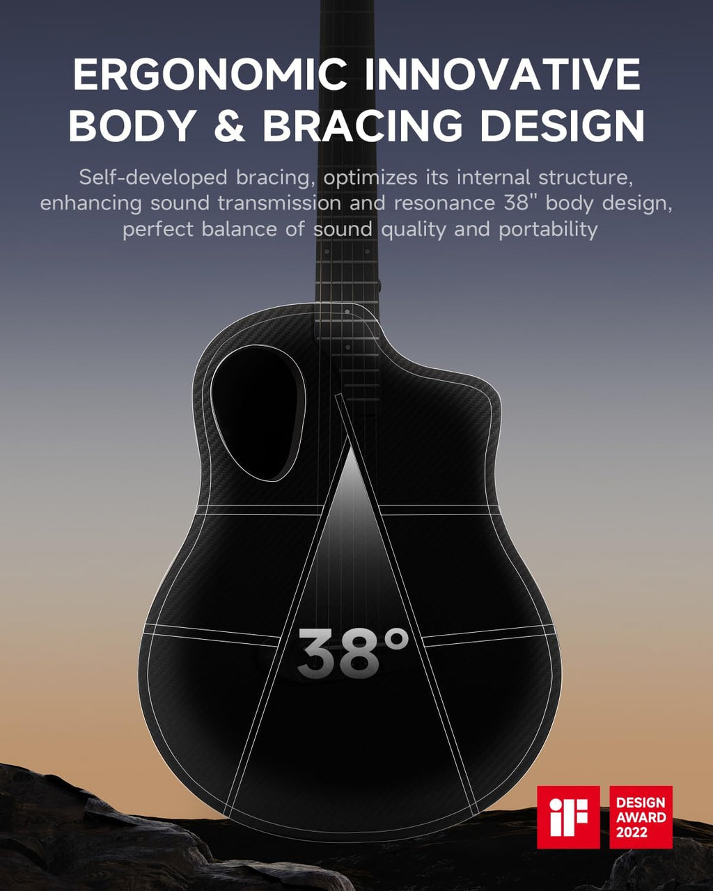 Donner Acoustic Guitar Kits for Beginners, Intermediate Learners & Adults - 38' Steel-String Guitars with Carbon Fiber Top, Wooden Bowl, Includes Free Lessons, Case, Strap (Satin, Black)