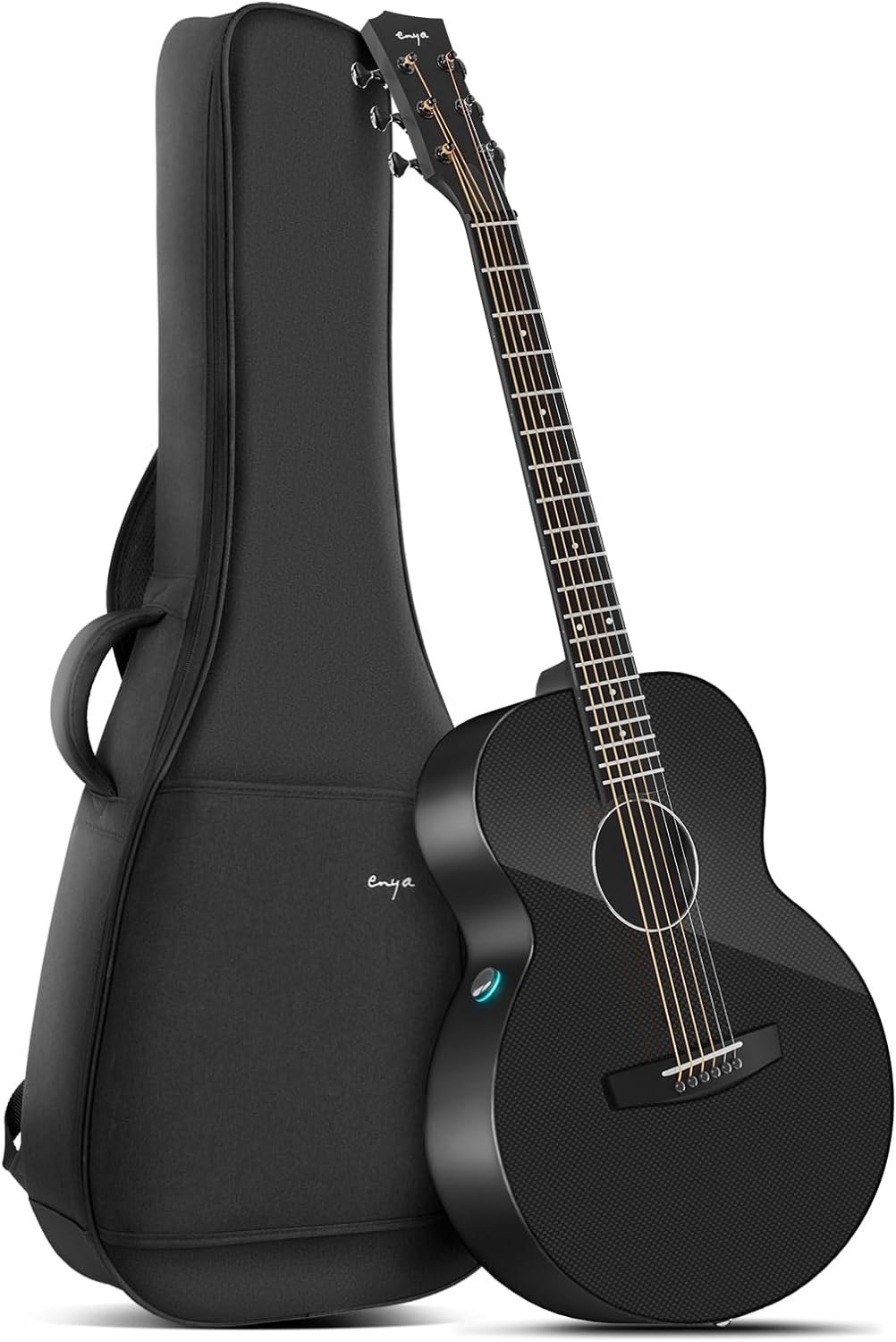 Enya Acoustic-Electric Guitar X3 Pro Mini Carbon Fiber Travel Guitar - 36' 3/4 Size with Built-in Effects & Wireless Speaker, Includes Gig Bag & Cables - Ideal for Professional & Stage Performance