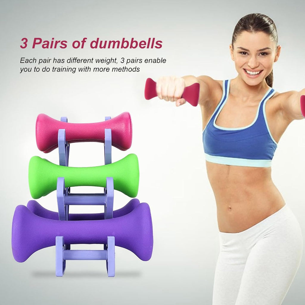 Dumbbell Hand Weights, Anti - Slip 6pcs Hand Fitness Weights Set with Dumbbell Rack, 2lb 3lb 5lb Bodybuilding Exercise Equipment