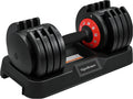 Adjustable Dumbbell Set, 2-in-1 Weights with Anti-Slip Handle, Fast Weight Adjustment for Home Gym, Strength Training, Single/Pair with Tray