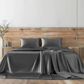 16 Momme 100% Mulberry Silk Bedding Set Full XL Size 4-Piece Luxury (2 Pillowcases, 1 Fitted Sheet, 1 Flat Sheet) - 6A Grade Natural Silk Fits 22-25' Deep Pocket (Solid, Elephant Grey)