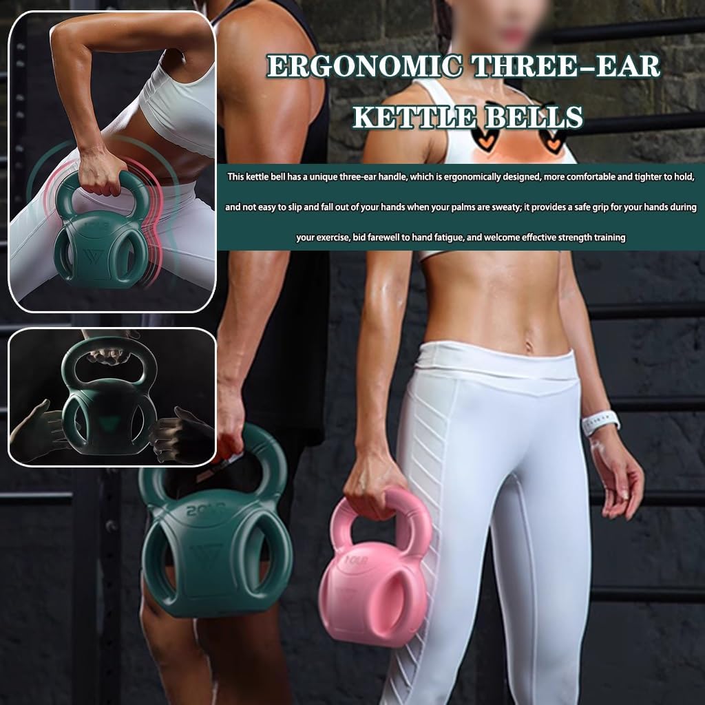 Kettlebell Weights Gym Muscle Training Kettle Bells, Women's Fitness Squat Dumbbell, Unique Three-Ear Structure, Sports Equipment(Yellow,20LB)