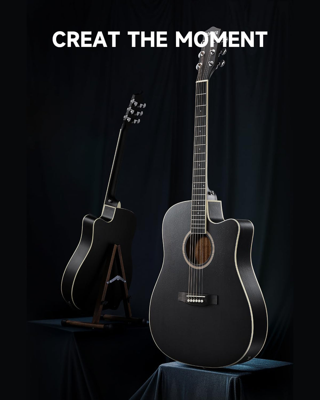 Donner 41-Inch Acoustic Electric Guitar Kit for Beginners, Full Size with Capo, Picks, Tuner, Strings, Strap - Black