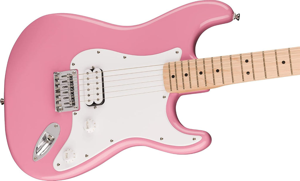 Fender Squier Sonic Stratocaster HT H - Flash Pink Bundle with Frontman 10G Amp, Tuner, Strap, Cable, Picks, and Austin Bazaar Guitar DVD