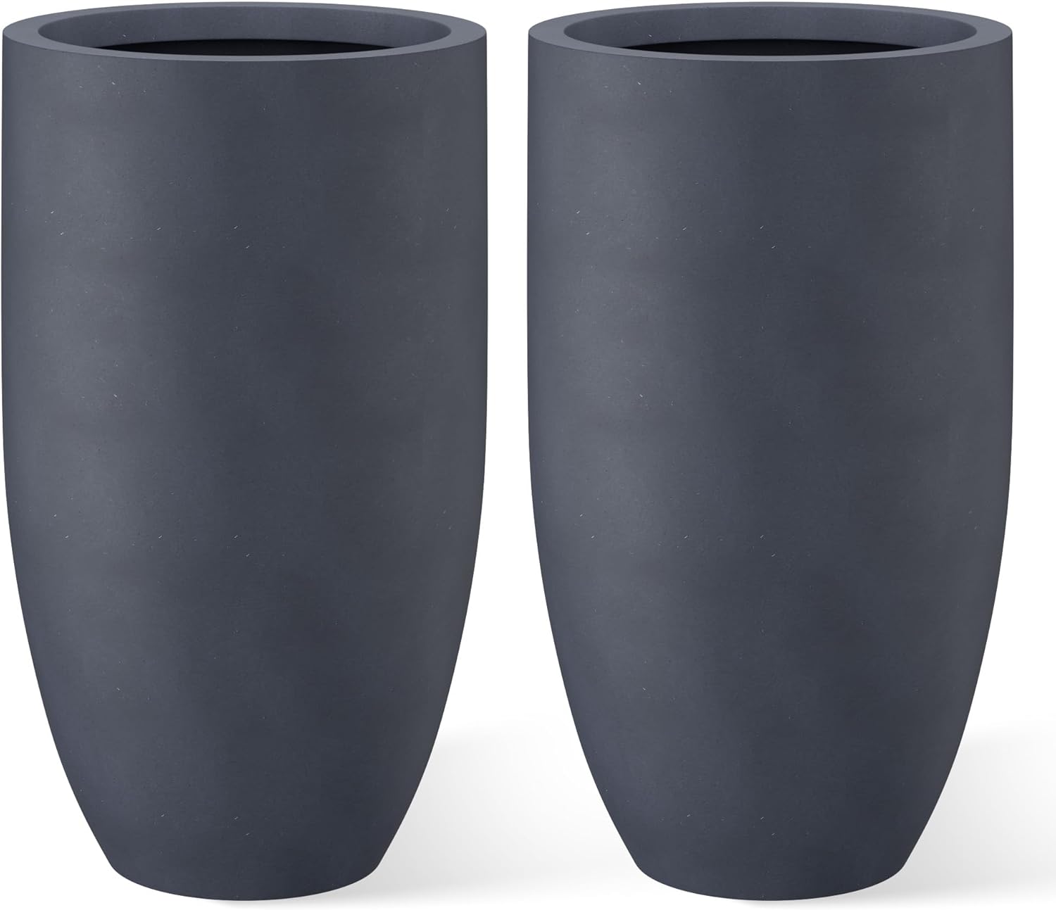 Kante 24 Inch Tall Round Concrete Planter, 2 Pack Large Indoor Outdoor Plant Pots with Drainage Hole and Rubber Plug, Modern Decorative Garden Pots for Home Patio Porch, Charcoal