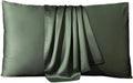 Silk Pillowcase Mulberry Silk Pillow Case Real Silk Protect Skin Pillowcase Bedding Pillow Cases Cover(Dark Green,48x74cm 2pcs)