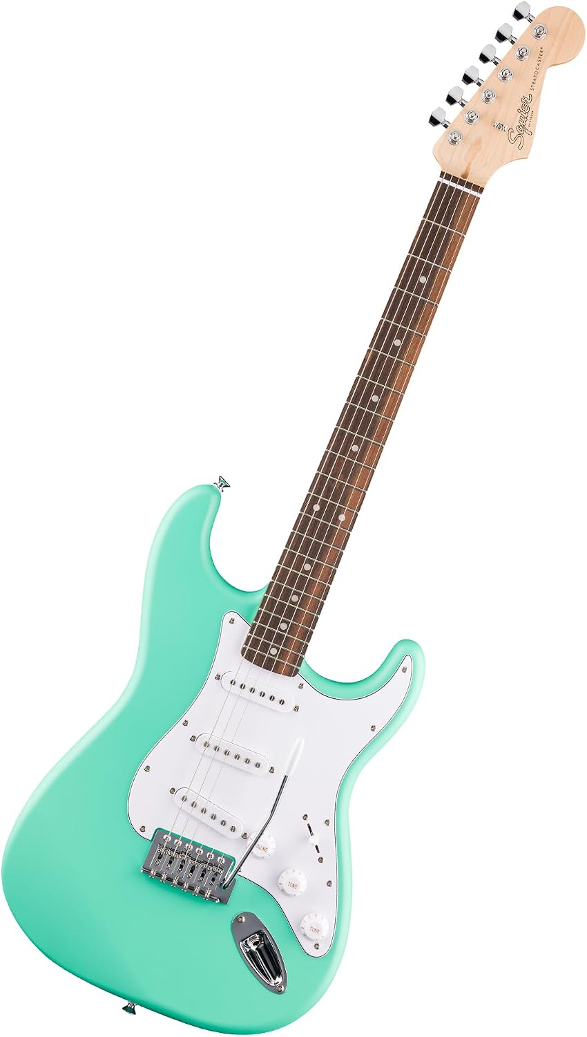 Fender Squier Debut Series Stratocaster Electric Guitar, Beginner Guitar, 2-Year Warranty, Includes Free Lessons, Sea Foam Green with Satin Urethane Finish