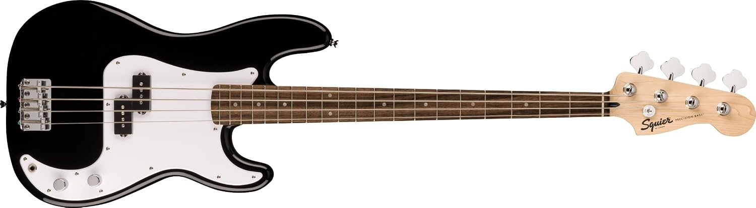 Fender Squier Sonic Precision Bass Guitar, Beginner Guitar, Includes 30 Days of Free Lessons, Laurel Fingerboard and Step Up Pickups, Chrome Hardware, and Polyurethane Finish, Black