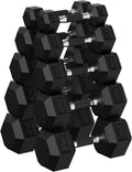 Hex Dumbbell Sets with Rack, 90-640 lb Rubber Encased Exercise & Fitness Dumbbells Set, Hand Weight for Strength Training, Weight Dumbbells