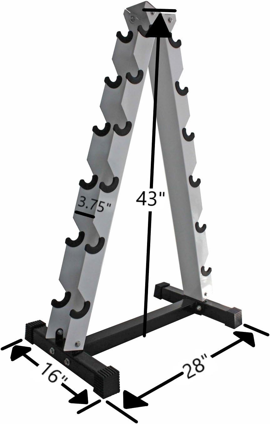 Ader Black Octagon Rubber Dumbbell Set with Rack