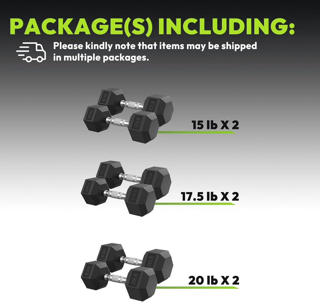 Hex Dumbbell Sets with Rack, 90-640 lb Rubber Encased Exercise & Fitness Dumbbells Set, Hand Weight for Strength Training, Weight Dumbbells