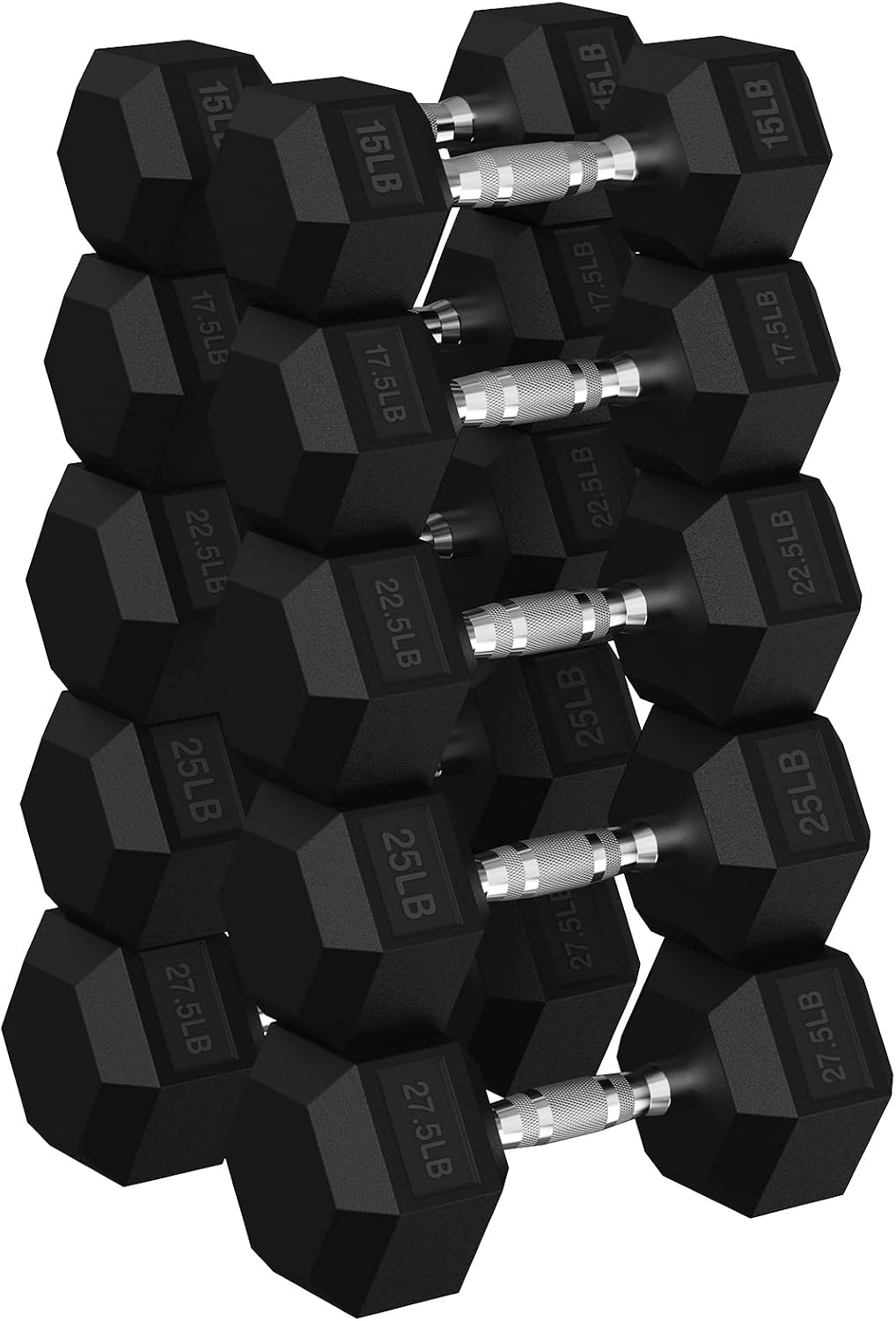 Hex Dumbbell Sets with Rack, 90-640 lb Rubber Encased Exercise & Fitness Dumbbells Set, Hand Weight for Strength Training, Weight Dumbbells