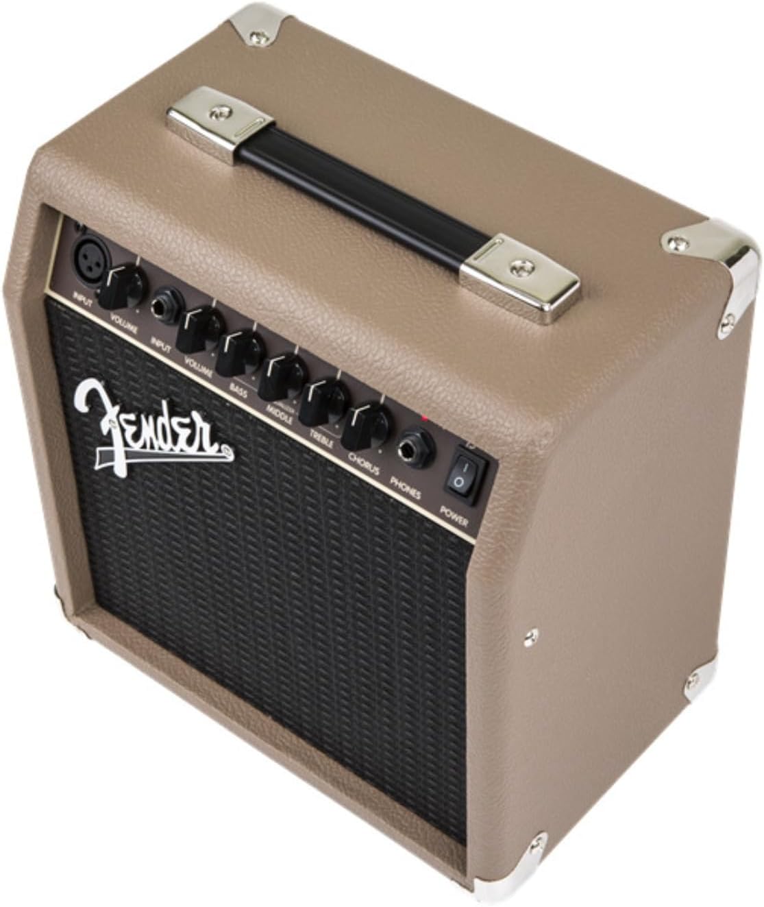 Fender Acoustasonic 15 Acoustic Guitar Amplifier, 15-Watt Portable Combo Amp with 6' Speaker, Instrument & Mic Channels, Chorus Effect, Brown/Wheat, with 2-Year Warranty