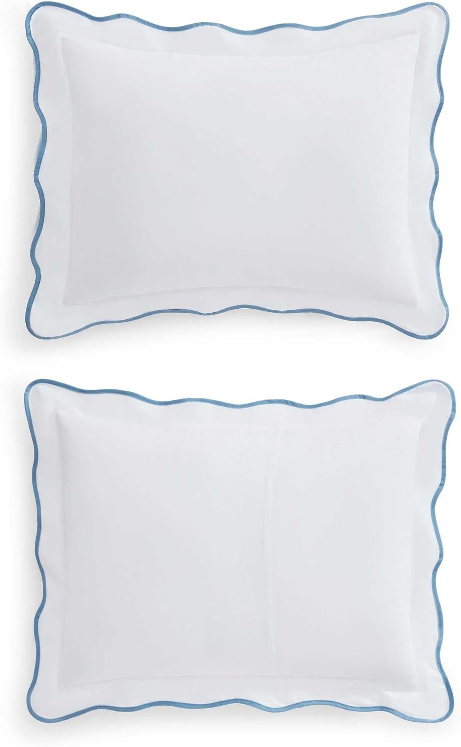 Martha Stewart - Queen Duvet Cover Set, Crisp & Smooth Bedding with a Cotton Percale Lightweight Feel, Reversible 3 Piece Bed Set with Matching Pillowcases (Simple Scallop Blue)