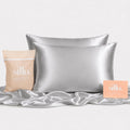 Sillo Silk Pillow Cases 2 Pack - 22 Momme Mulberry Silk Pillowcases for Hair and Skin, Anti Acne Pillow Case, Hypoallergenic Silver-Infused, Envelope Closure, King (Silver)