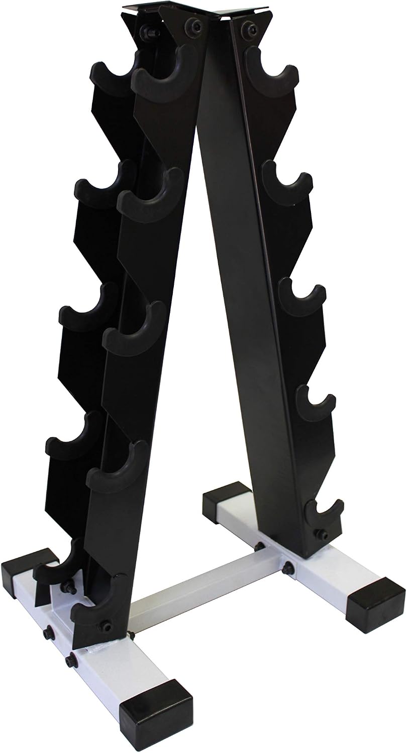 Ader Black Octagon Rubber Dumbbell Set with Rack