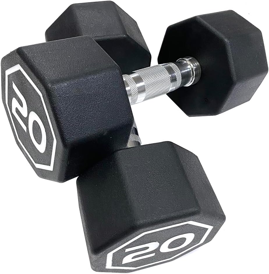 Premium Octagonal Dumbbell, Large Numbers, Hard Chrome Plated Handle Dumbbells to Assist with Push-Ups, 20 lbs set of 2