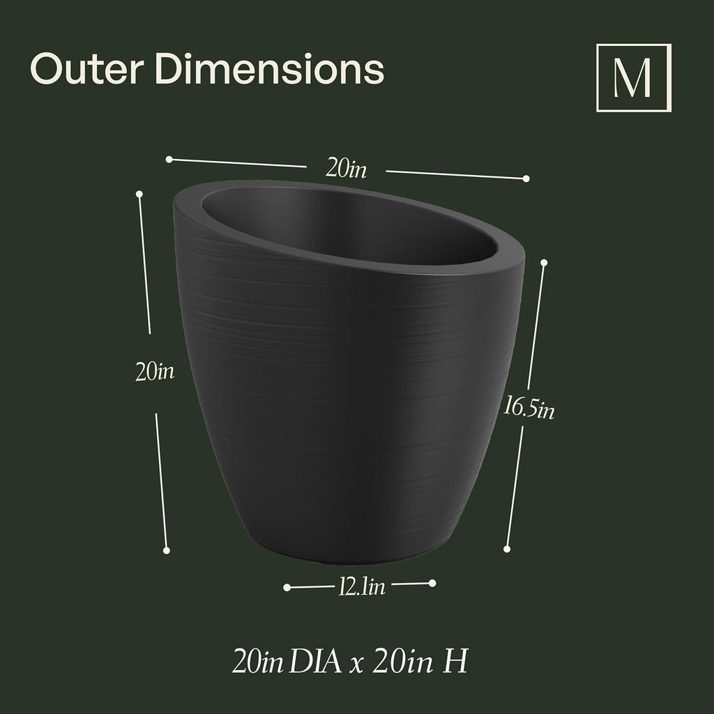 Mayne 8879-B Modesto 20in Round Patio Planter, Black