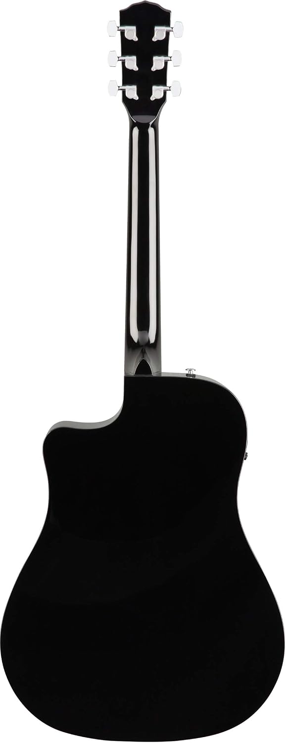 Fender CD-60SCE Solid Top Dreadnought Acoustic-Electric Guitar - Black Bundle with Gig Bag, Cable, Tuner, Strap, Strings, Picks, Austin Bazaar Instructional DVD, and Polishing Cloth