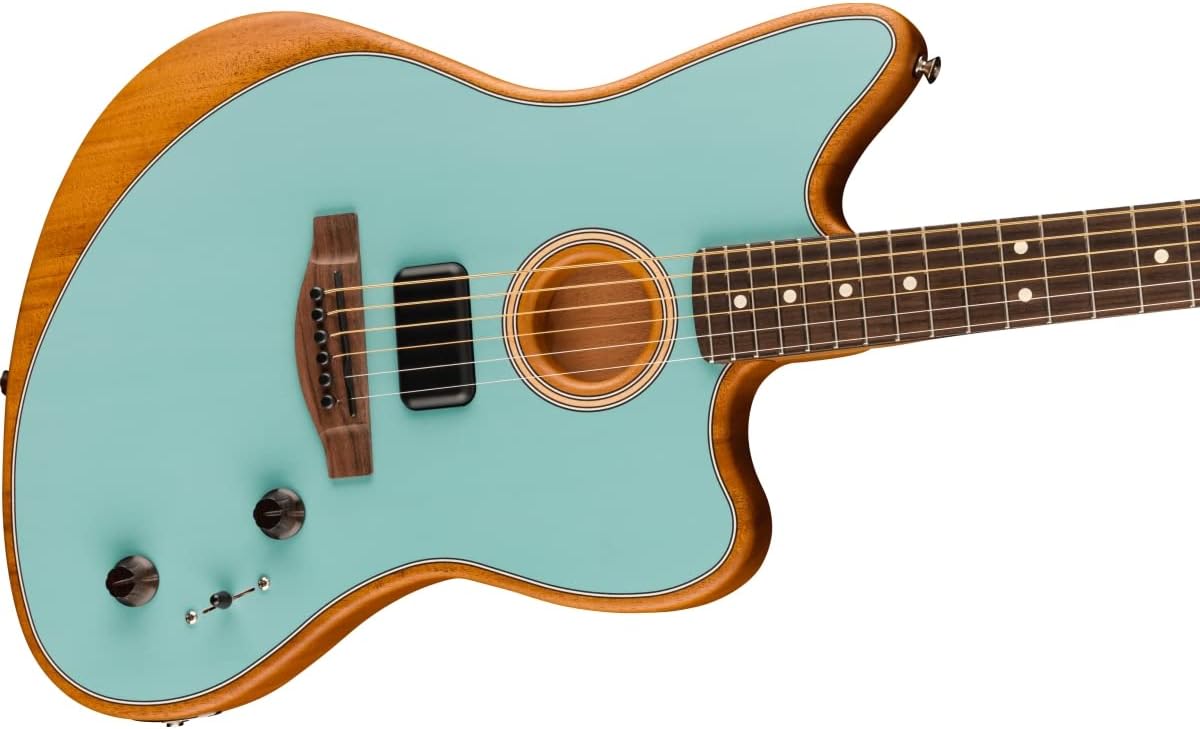 Fender Acoustasonic Player Jazzmaster Acoustic Electric Guitar, with 2-Year Warranty, Ice Blue, Rosewood Fingerboard, with Gig Bag