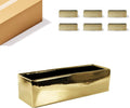 WGVI Long Rectangle Ceramic Planter Vase in Gold 12' x 4' x 4'H, Block Rectangular Terrarium Box Pot, Flower Arrangement, Table top Centerpiece, Home Decor Organization Storage Container, 6 Pcs.