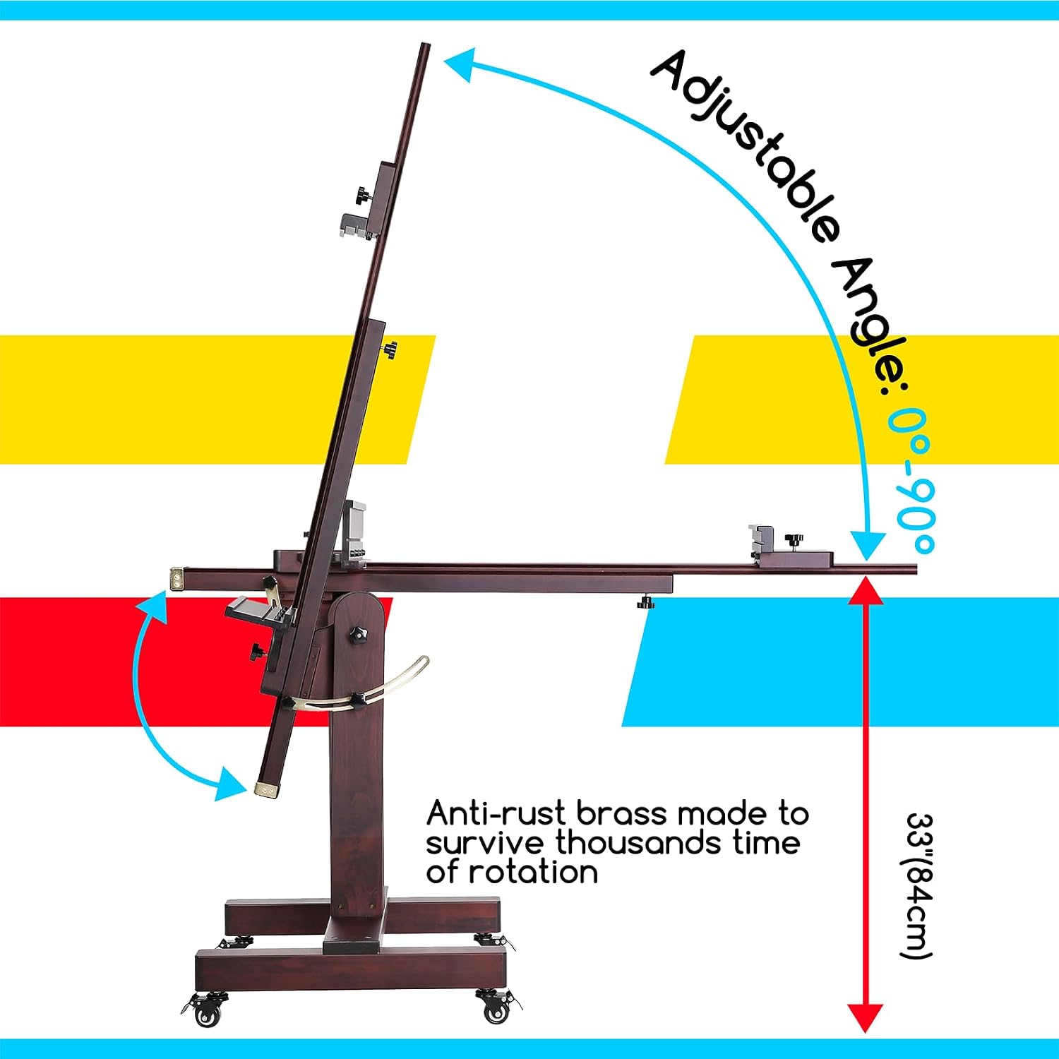 MEEDEN Heavy Duty Painting Easel: Professional Solid Beechwood Large Easel Holds Canvas Art up to 71' High - Tilts Flat Easily Wooden Floor Easel for Adult Artist Beginners Art Studios