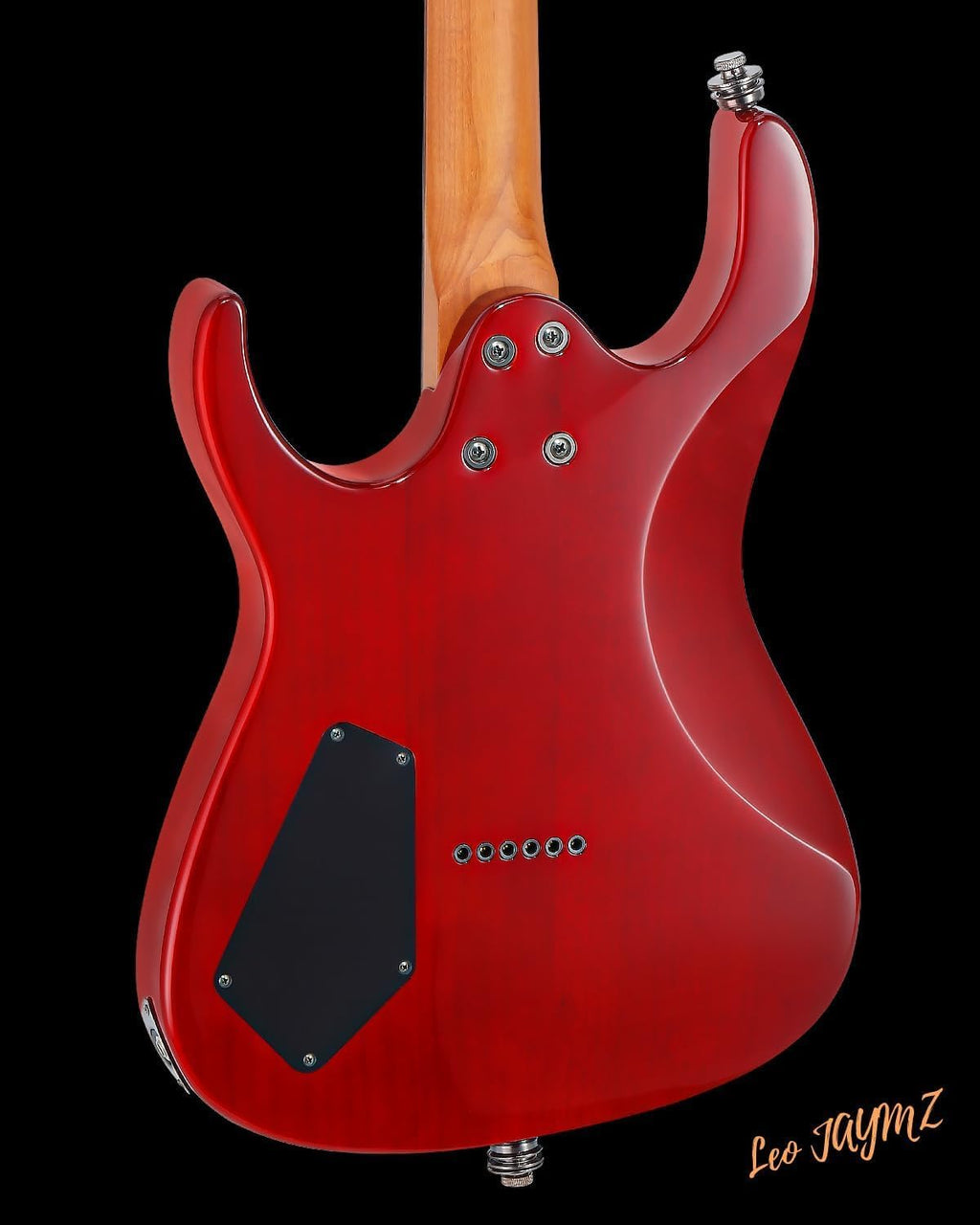 Leo Jaymz Electric Guitar Monsoon Deluxe Series, Reverse Headstock, Burl Top, Mahogany Body, Roasted Maple Neck, Rosewood Fretboard, Case and Capo(RB-2024-242)