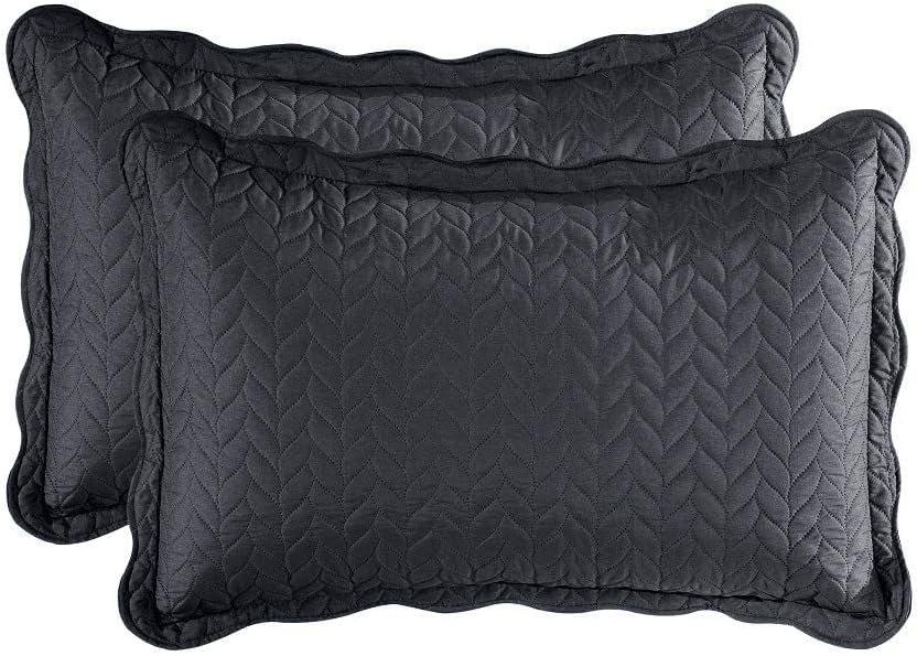 MOONLIGHT20015 Twin Quilt Set (66' x 86') with 1 Pillow Sham (20' x 26'+2') for All Season - 2 Pcs Reversible Bedding Set Lightweight Microfiber Coverlet Embossed Pattern Quilted Bedspread (Charcoal)