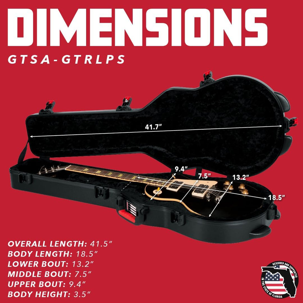 Gator Cases Molded Flight Case for Les Paul Electric Guitar with TSA Approved Locking Latch, (GTSA-GTRLPS)