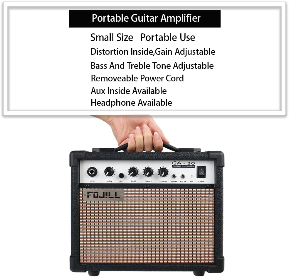 Fojill Heavy Metal Cool Shape Electric Guitar Kit Set Beginner Starter Combo Package Bundle 20W Amplifier Amp Accessory Padded gig Bag,Picks, Cable,Strap,Extra Strings (FCGK-50, Metallic Black)