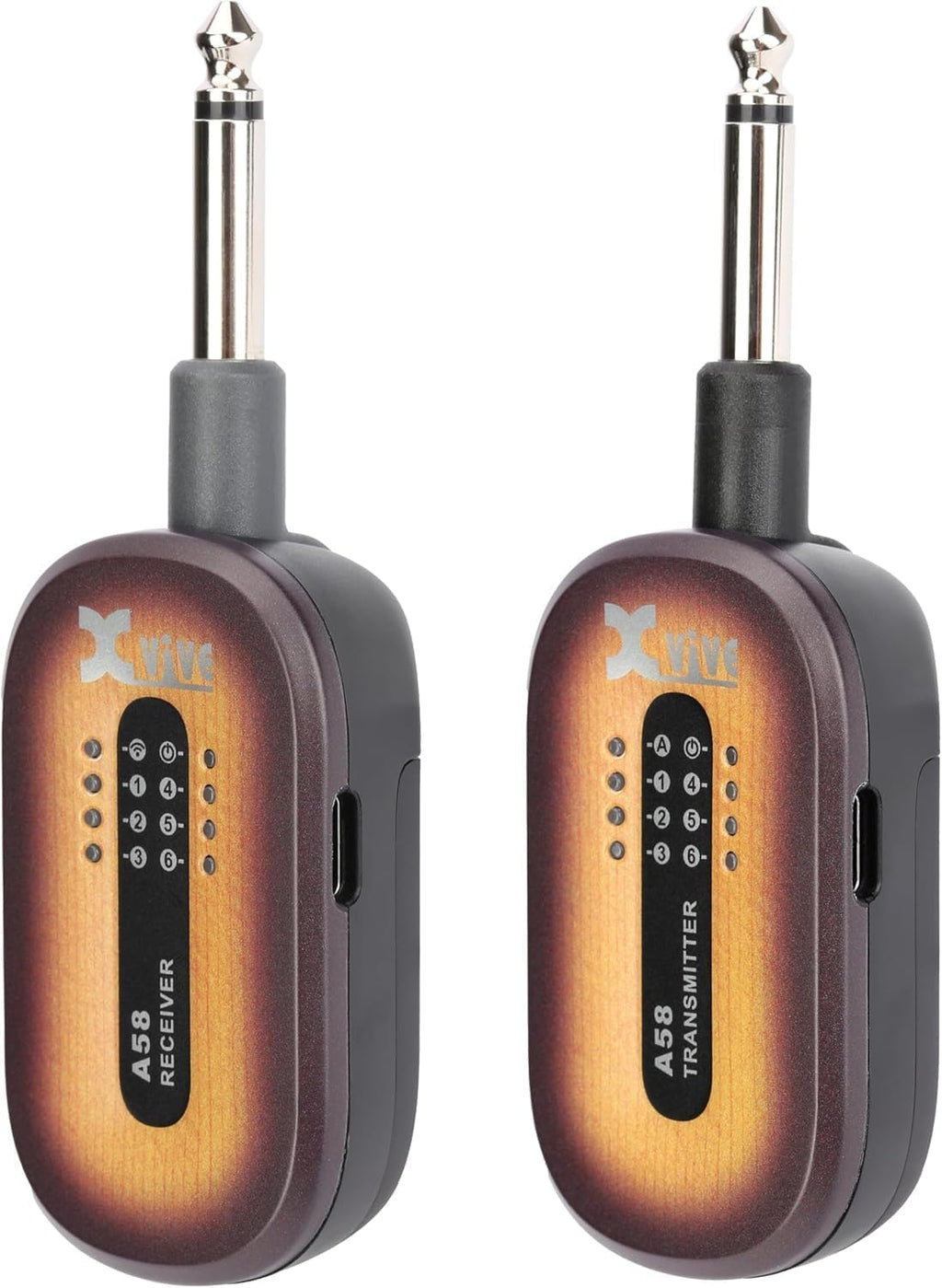 Xvive A58 Wireless Guitar System 5.8GHz Wireless Guitar Transmitter Receiver for Active or Passive Pickup Electric/Acoustic Bass Guitar,Vintage Sunburst