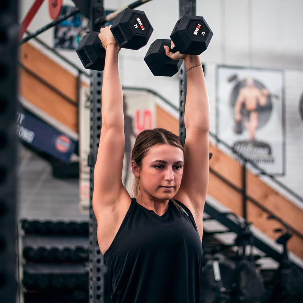 SMAI Rubber Hex Dumbbells, Premium Exercise & Fitness Gear for Home Gym Workouts - Strength Training for Women & Men, Space-Efficient Design, Stable Hexagonal Shape in Various Weights