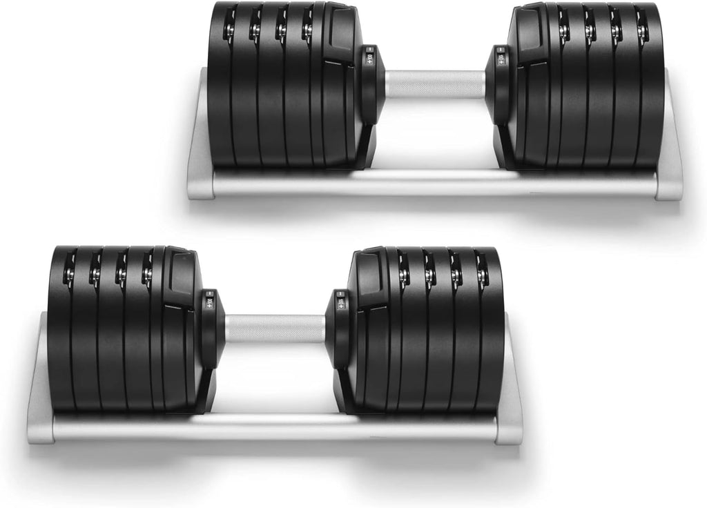 SMRTFT NUOBELL Adjustable Dumbbells 5–100 lb Set | Original NUOBELL | 26 Weights in 1 for Home Gym Strength Training | Steel-Knurled Handle | Space-Saving Dumbbell Set of 2 | 2-Year Warranty