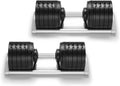 SMRTFT NUOBELL Adjustable Dumbbells 5–100 lb Set | Original NUOBELL | 26 Weights in 1 for Home Gym Strength Training | Steel-Knurled Handle | Space-Saving Dumbbell Set of 2 | 2-Year Warranty