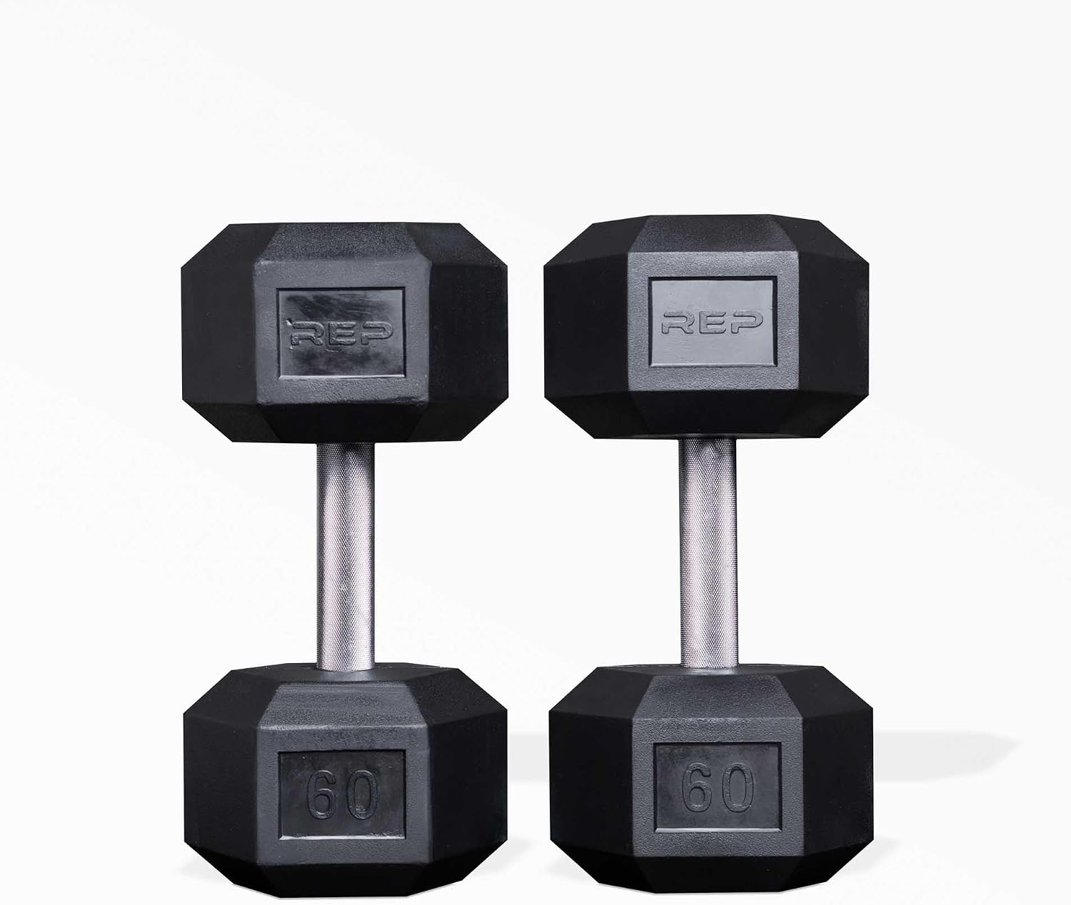 Rep Fitness 55lb-75 lb Dumbbell Set- Rubber Hex, Low Odor, Fully Knurled- Made for Heavy Lifting