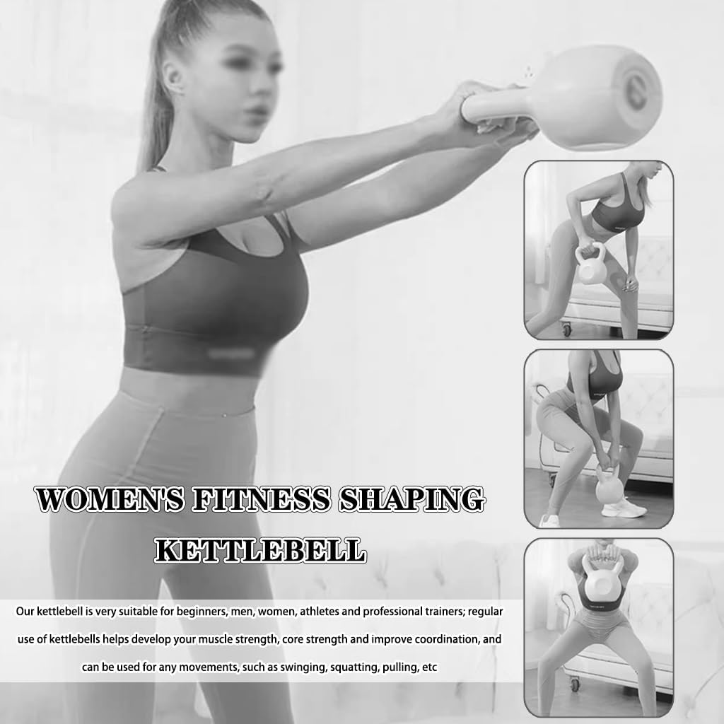 Kettlebell Weights Women's Fitness Shaping Kettle Bells, Gym Strength Training Dumbbell, Swing/Deadlift/Squat, Protect The Floor(Gray-30LB)
