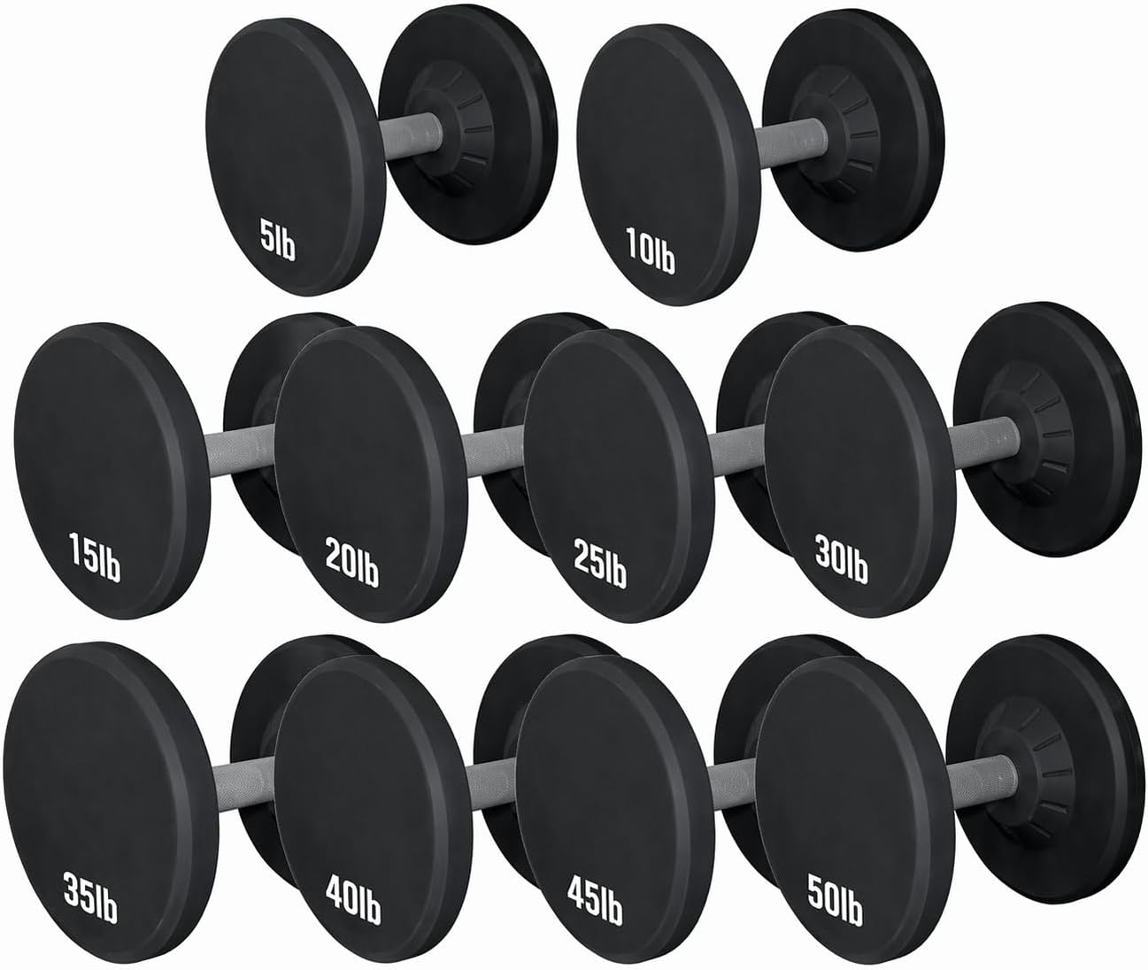 Pro Style Dumbbells 5-100 Lb Set (10 Pair) – 30mm Knurled Chrome Handles Virgin Rubber Coating – Home Gym Weight – 1 Pair of Each 55lb 60lb 65lb 70lb 75lb 80lb 85lb 90lb 95lb 100lb