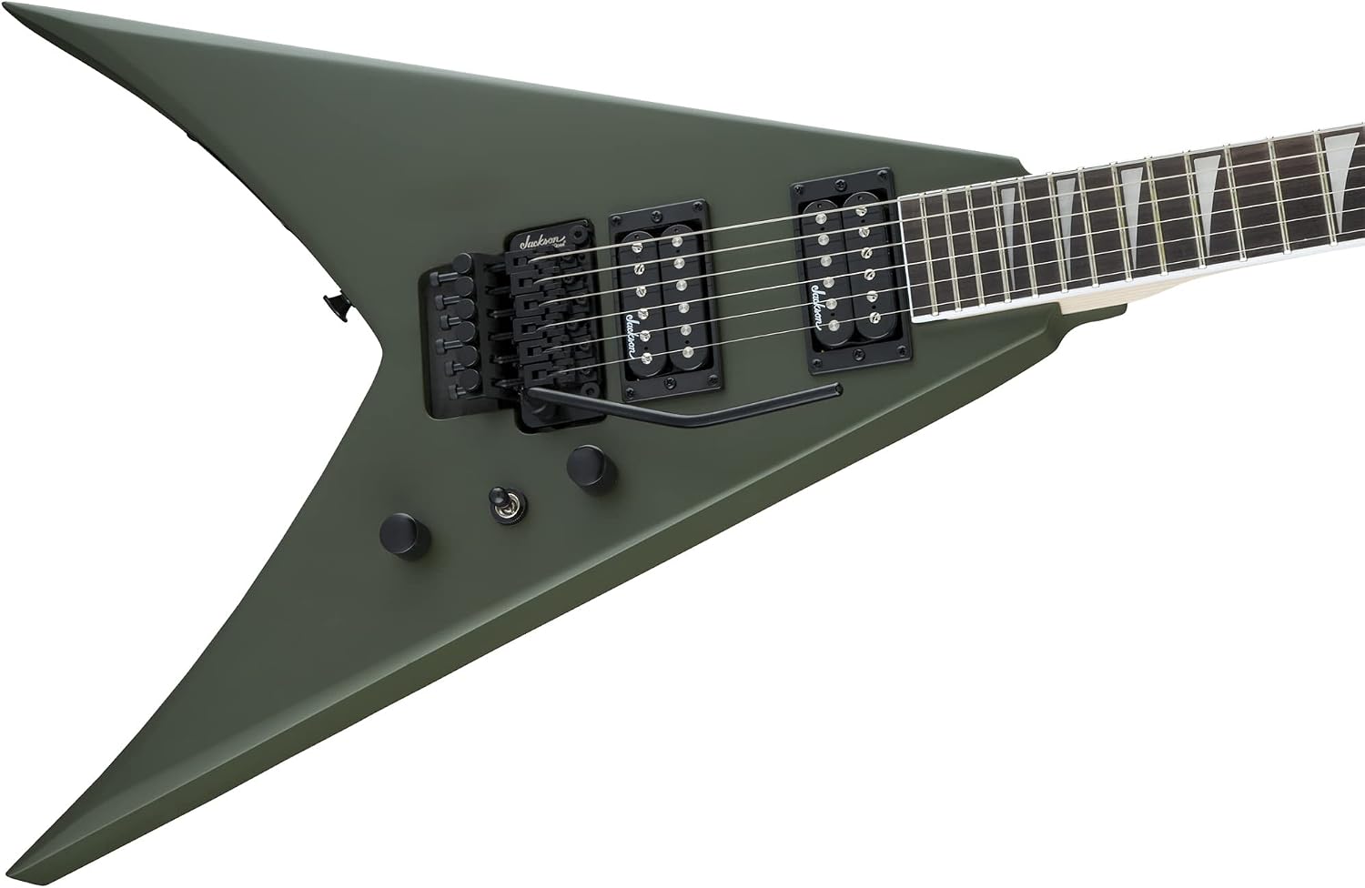 Jackson King V JS32 Electric Guitar - Matte Army Drab Bundle with Cable, Tuner, Strap, Picks, and Austin Bazaar Instructional DVD