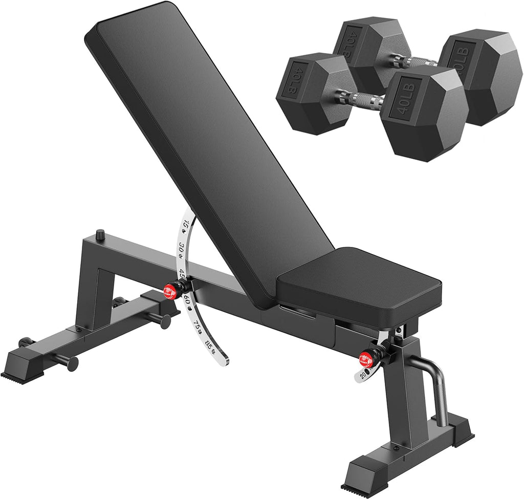 HANDBODE Adjustable Weight Bench for Full Body Workout, 1300 LBS Weight Capacity Bench Press Bench of Home Gym Strength Training, Incline Upright Flat Utility Workout Bench with Fast Adjustment