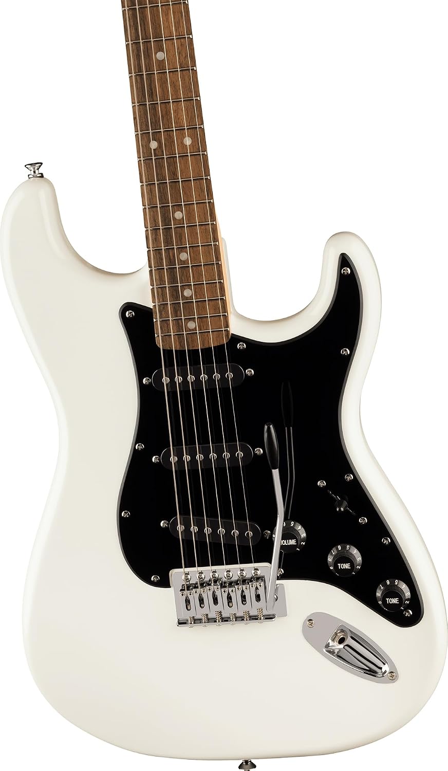 Fender Squier Sonic Stratocaster - Arctic White Bundle with Mustang Micro Headphone Amplifier, Instrument Cable, Tuner, Strap, Picks, and Austin Bazaar Instructional DVD