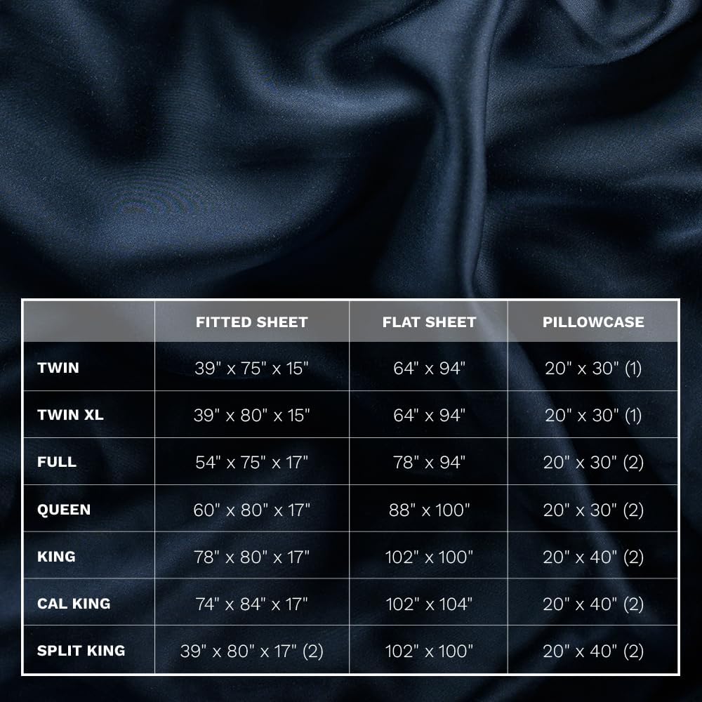 LUXOME Luxury Sheet Set | 100% Rayon (Viscose) from Bamboo | King Size - Navy | Deep Pockets | 4-Piece Set (Fitted, Flat, 2 Pillowcases)