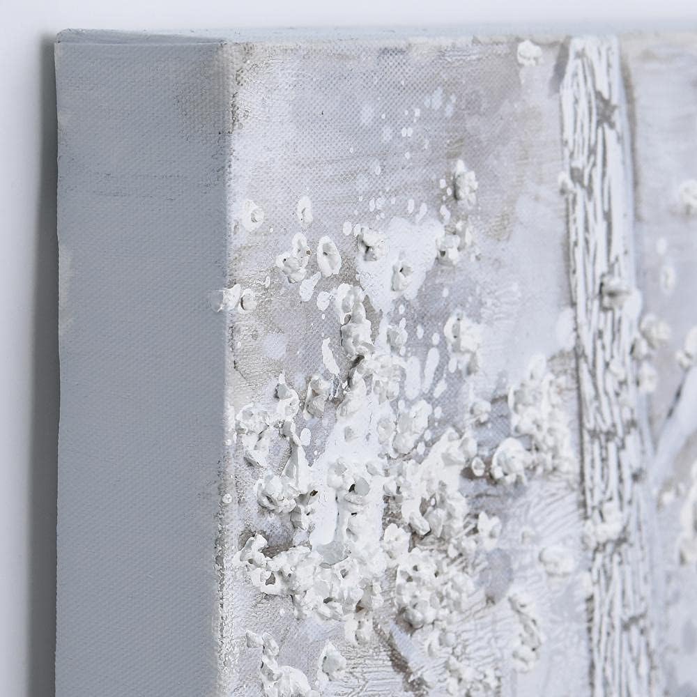 Empire Art Direct Abstract Wall Art Textured Hand Painted Canvas by Martin Edwards, Triptych, 48' x 16' each, Silver Winter