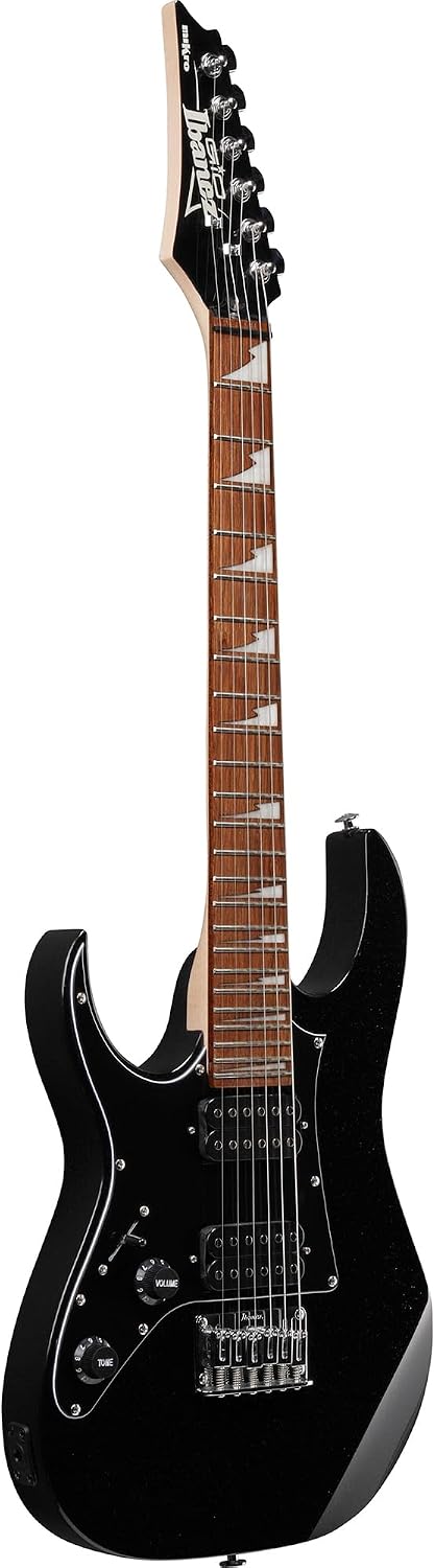 Ibanez GRGM21L RG Gio miKro Short-Scale Electric Guitar, Left Handed - Black Night Bundle with Gig Bag, Tuner, Strap, Instrument Cable, Austin Bazaar Instructional DVD, and Polishing Cloth