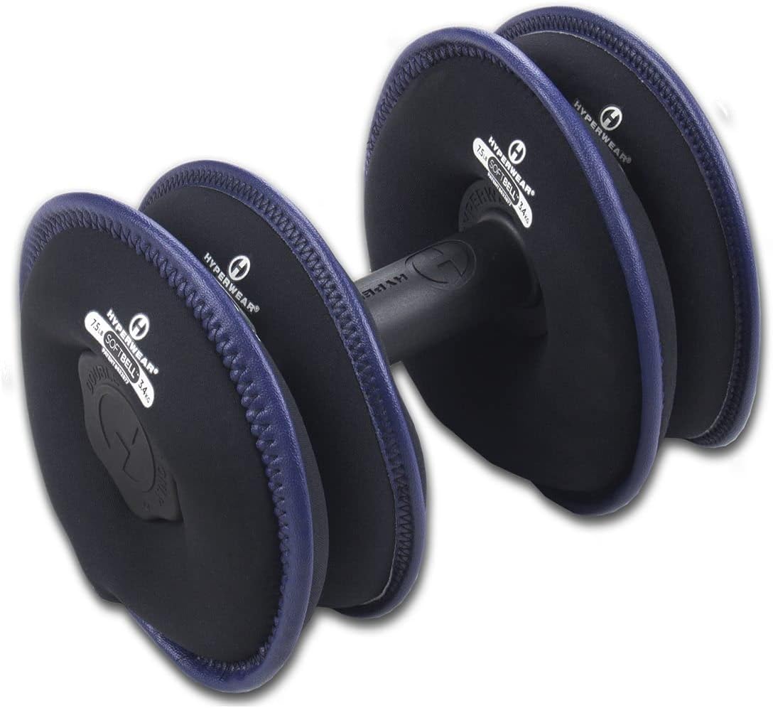 HYPERWEAR SoftBell Adjustable Dumbbells – Soft Neoprene Weight Plates with Easy-Grip Handle, Modular Dumbbell System for Home Gym, Strength & Functional Training (3-40 lbs)