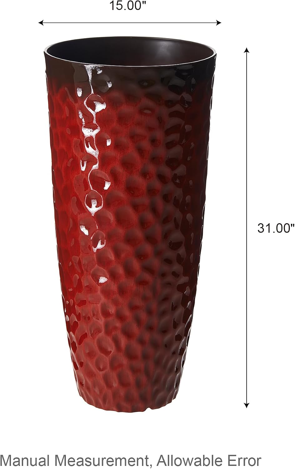 Glitzhome 31' H Large Plastic Tall Planters,Set of 2 Honeycomb Textured Gradient Red Tall Plant Pots with Drainage Holes,Oversized Planters Flower Pots for Indoor Outdoor Front Porch Patio