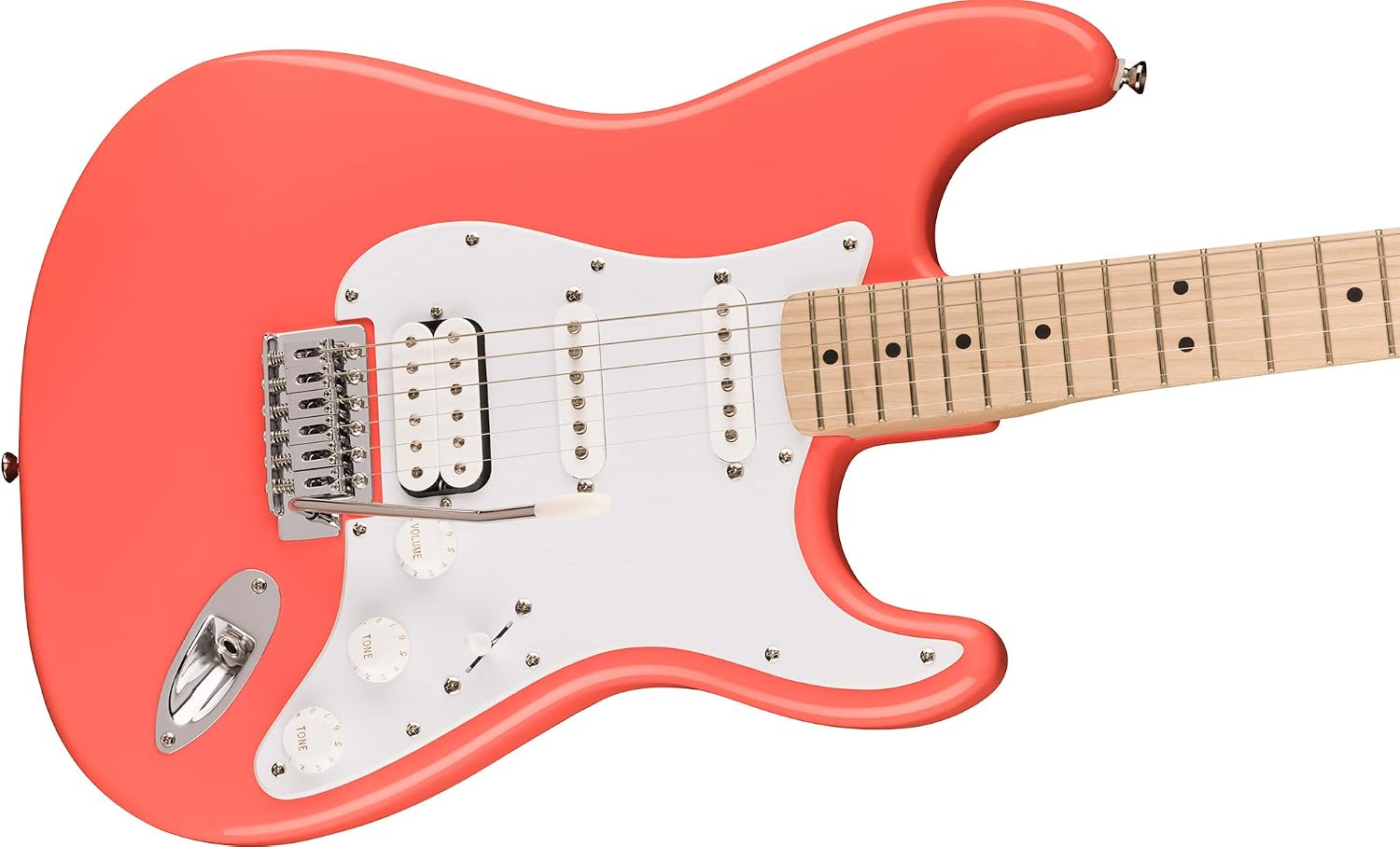 Fender Squier Sonic Stratocaster HSS - Tahitian Coral Bundle with Frontman 10G Amp, Tuner, Strap, Cable, Picks, and Austin Bazaar Guitar DVD