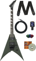 Jackson King V JS32 Electric Guitar - Matte Army Drab Bundle with Cable, Tuner, Strap, Picks, and Austin Bazaar Instructional DVD