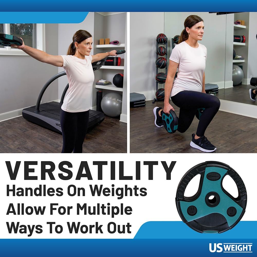 US Weight Barbell Weight Set for Home Gym with 55' padded Bar - Adjustable Weights for Exercise, Lifting, and to Build Muscle