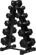 RITFIT Rubber Hex Dumbbells Set with Rack, 180-780LB Heavy-Duty Cast Iron Core, Knurled Chrome Handle, Space-Saving Storage Rack for Home Gym Strength Training